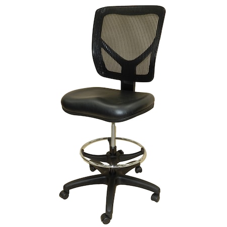 Shopsol Workbench Drafting Chair Vinyl Seat Mesh Backrest 20 in to 30 in Seat Height Adj. 300 lbs. Seat Cap 1010817